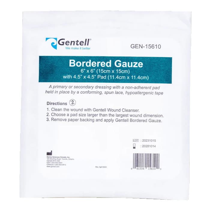 Gentell Bordered Gauze Dressing, 6 x 6 Inch - Each - Image 1