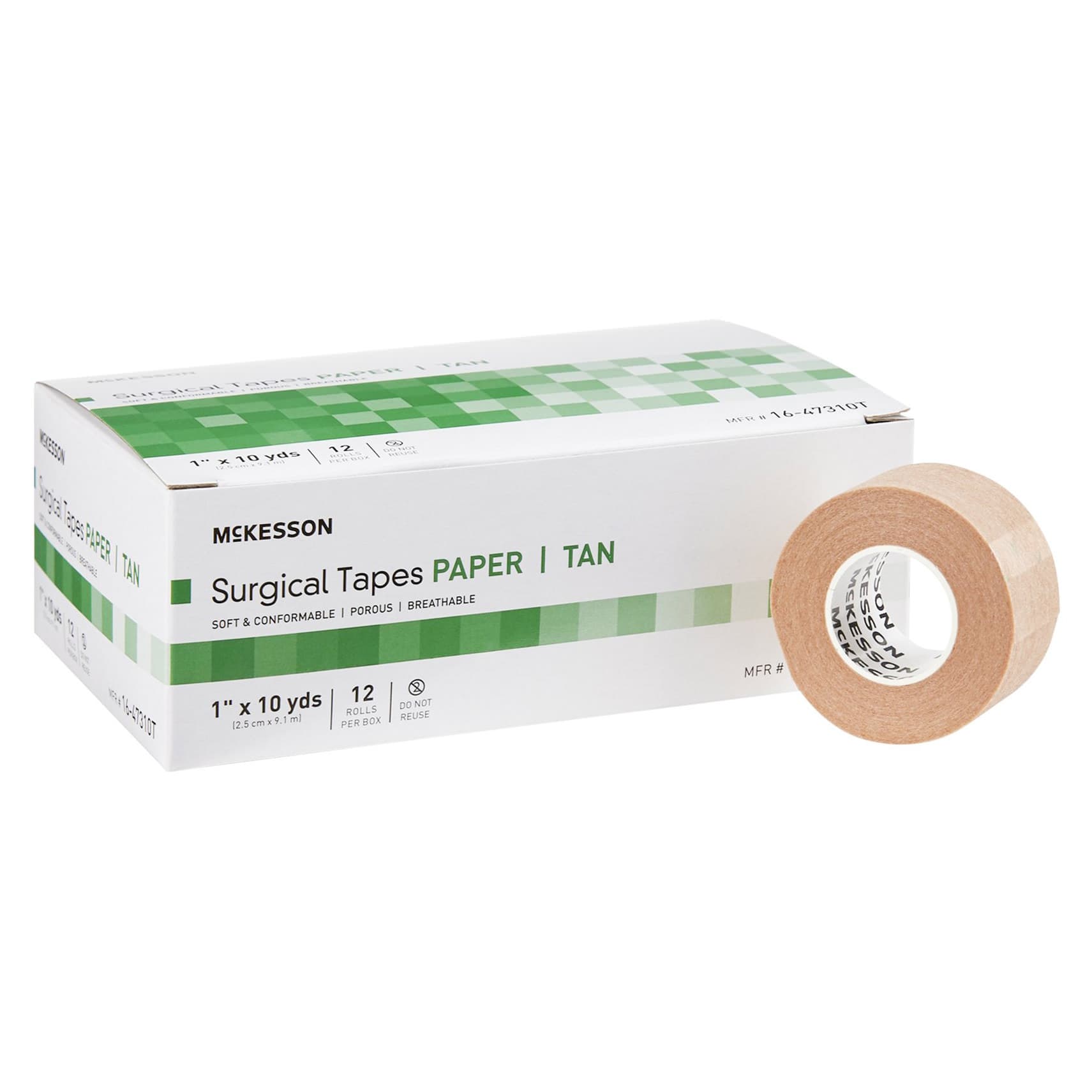 McKesson Breathable Paper Tape, Tan, 1 Inch x 10 Yard - Box of 12 - Image 1