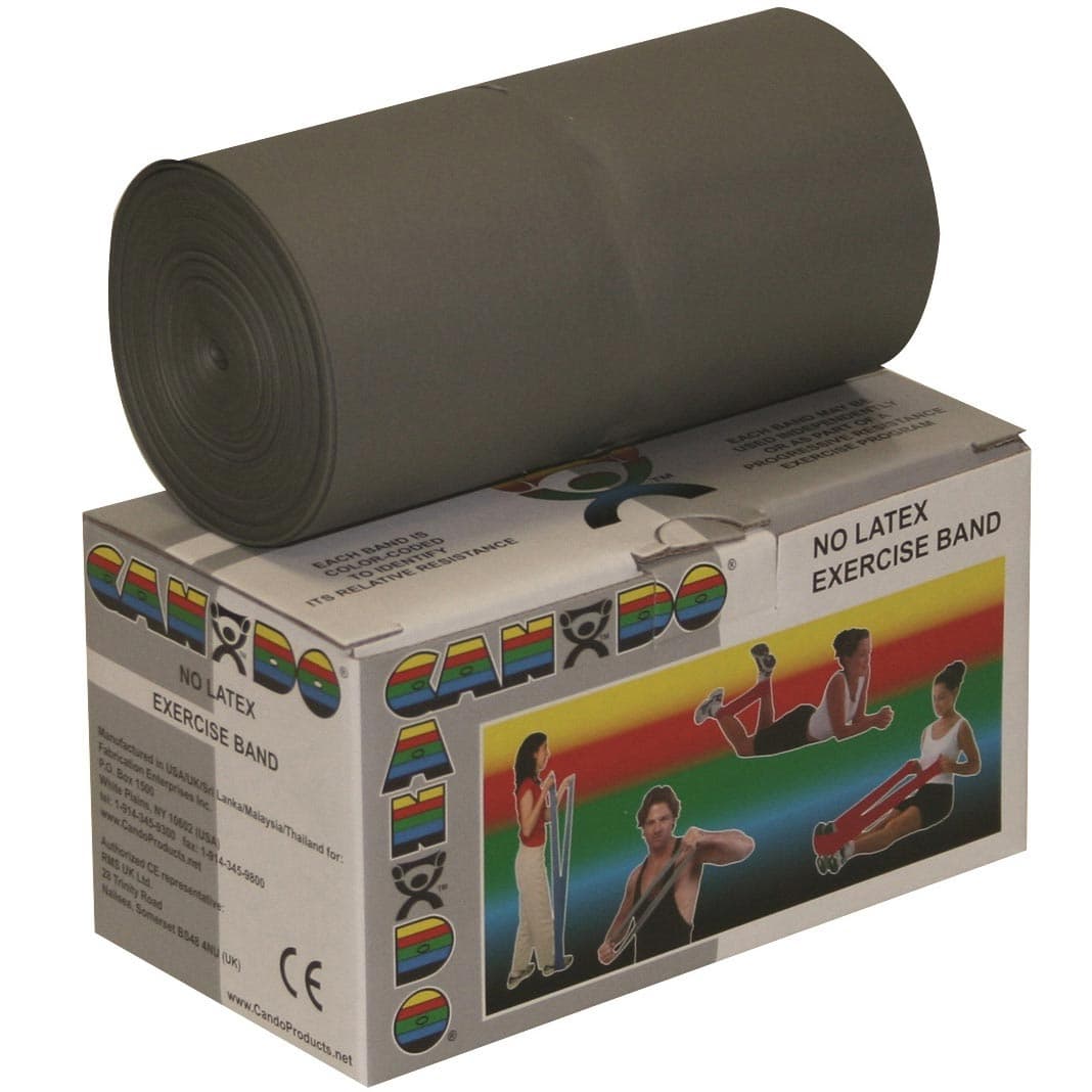 CanDo Latex Free Exercise Band, 6 yard Roll, Silver, 2X-heavy - Image 1