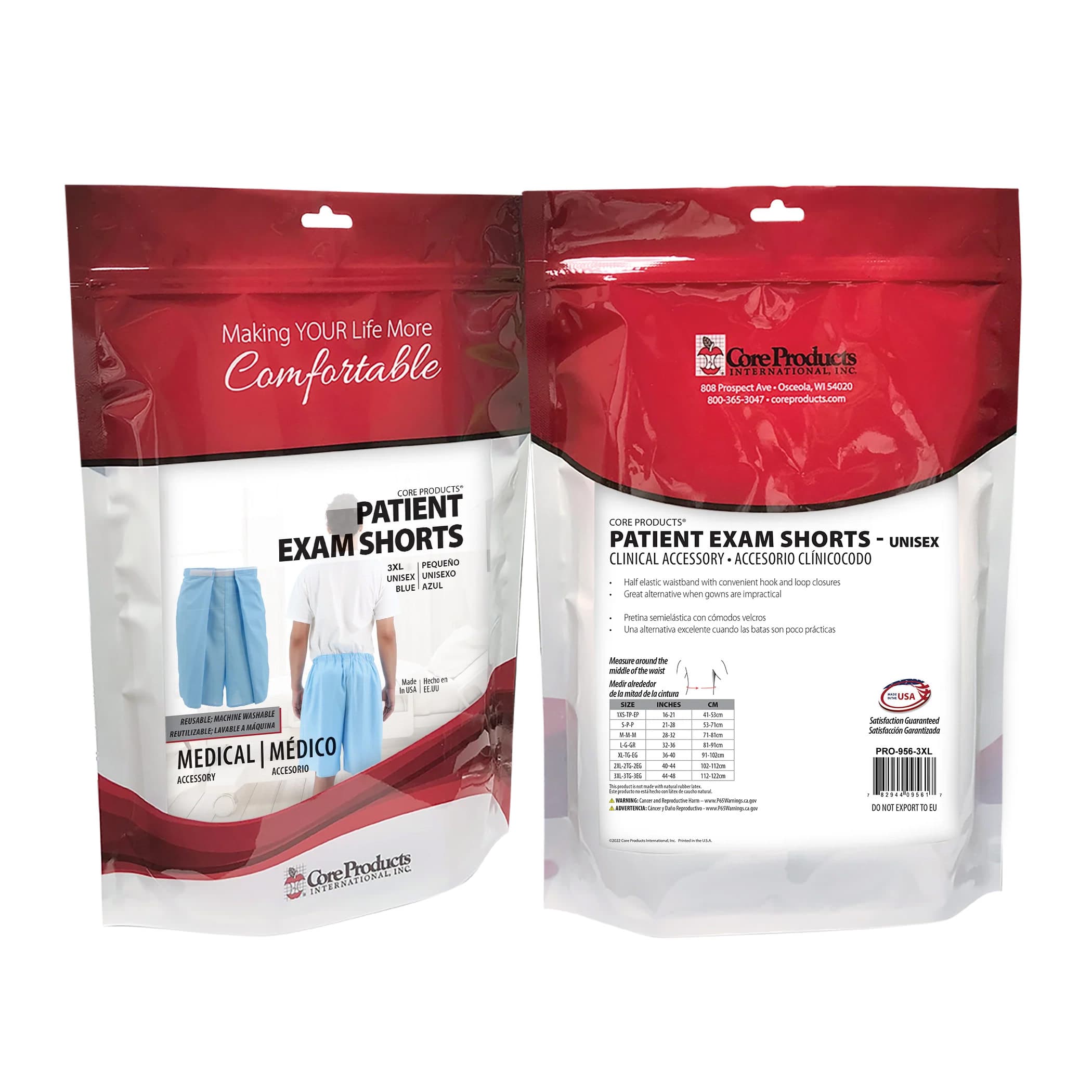 Core Patient Shorts Blue, 3X-Large - Image 1