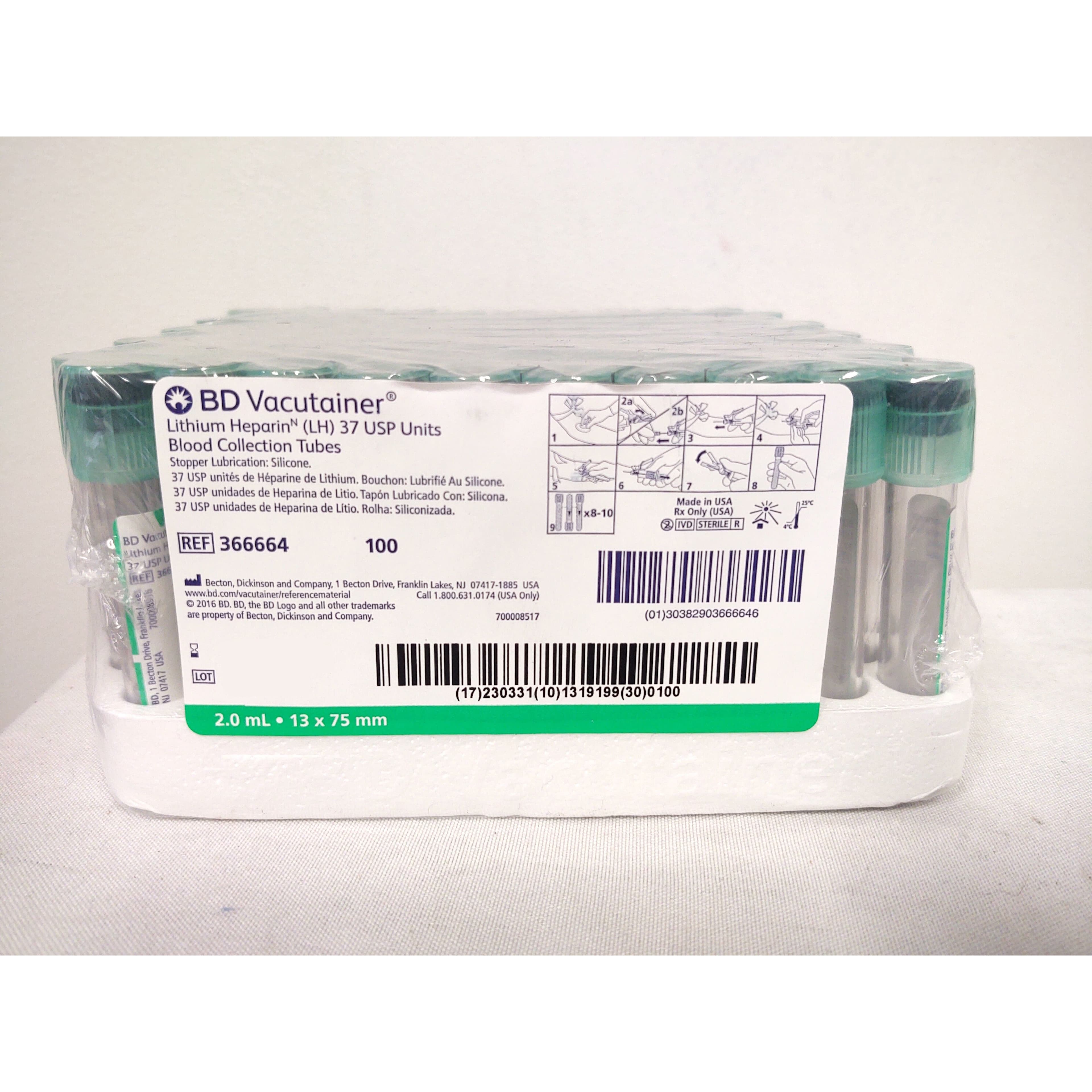 BD Vacutainer Lithium Heparin Tubes with Hemogard Closure
