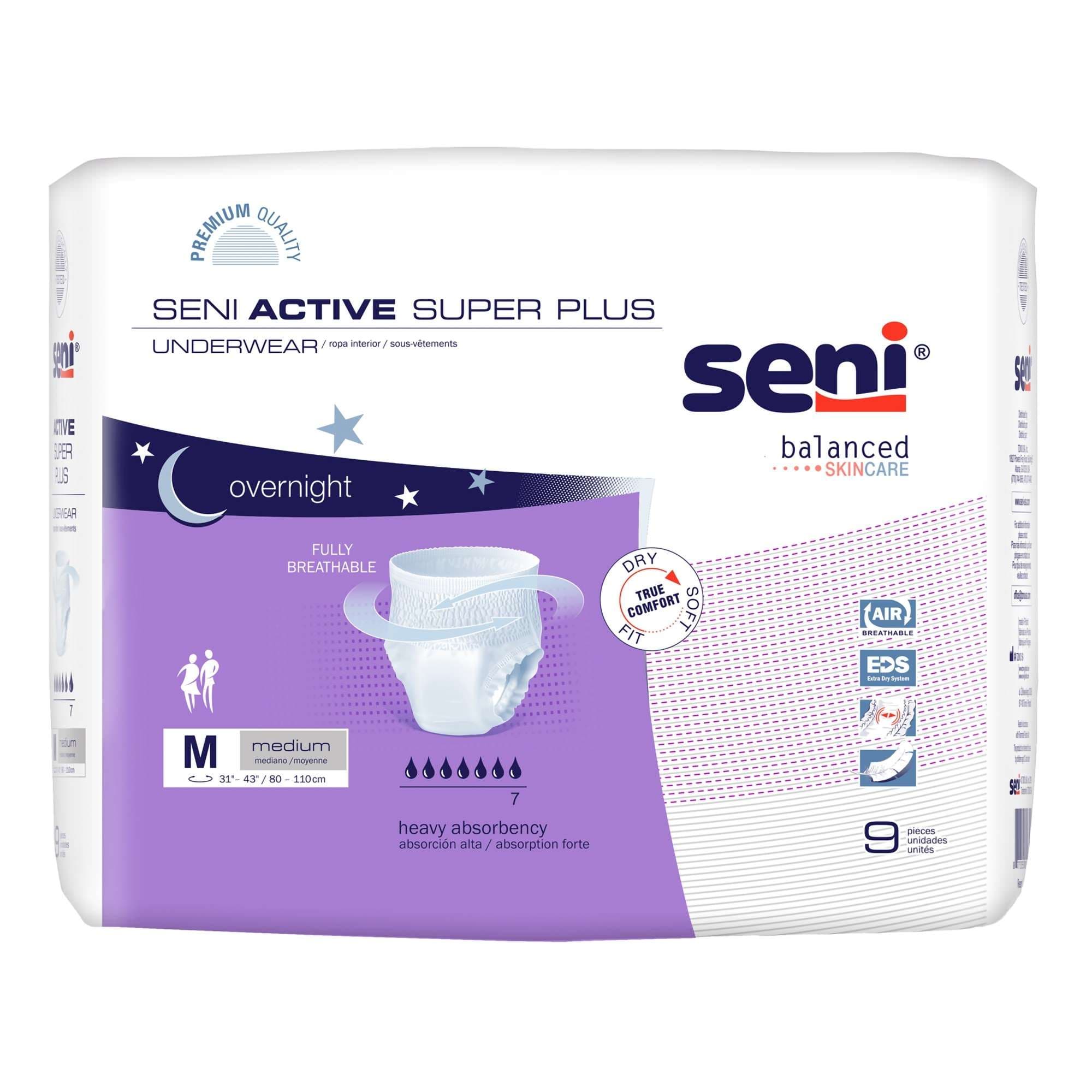 Seni Active Super Plus Pull On Adult Absorbent Underwear, Medium - Case of 36 - Image 1