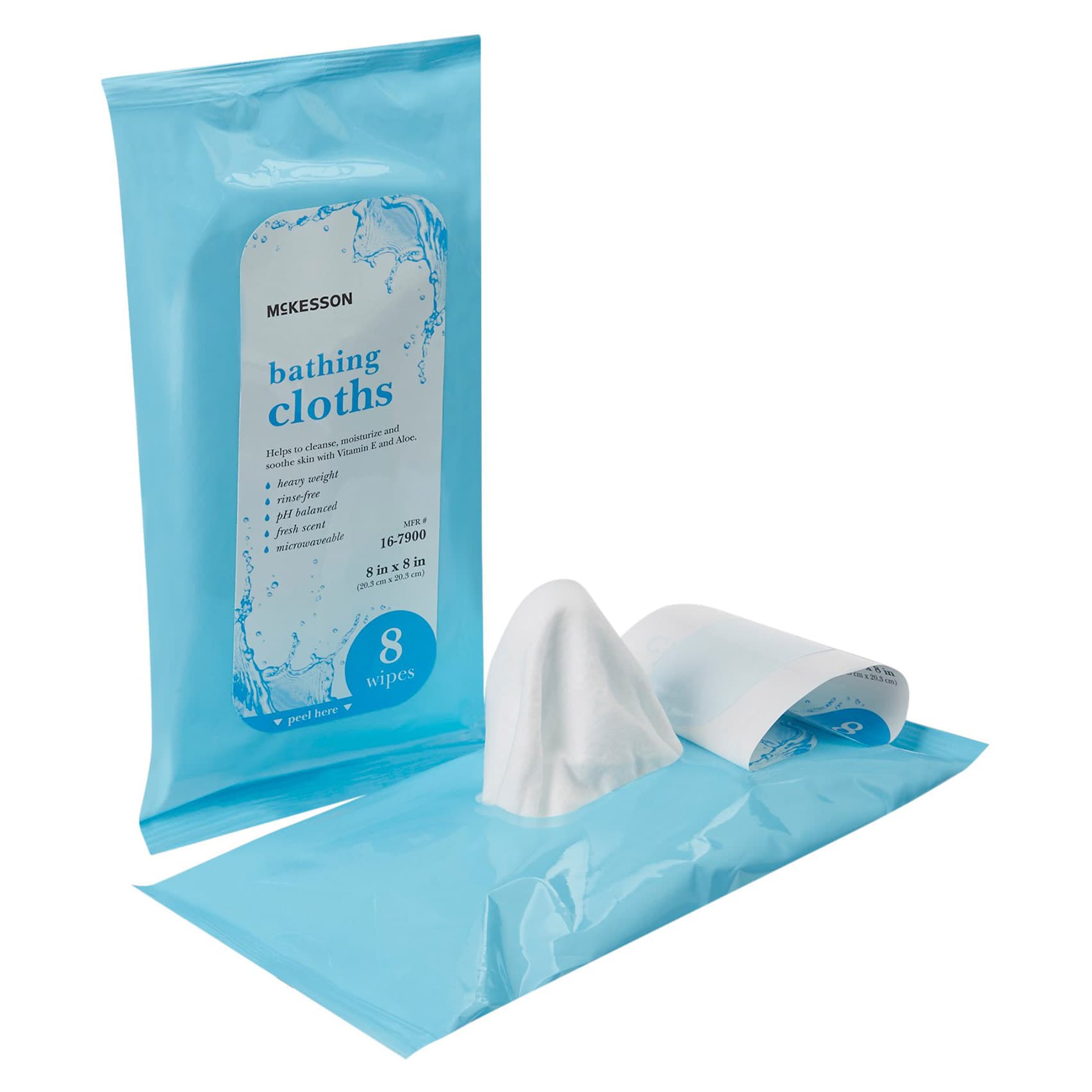 McKesson Rinse-Free Bath Wipe Soft Pack Nonsterile, 8 x 8 Inch - Pack of 8 - Image 1