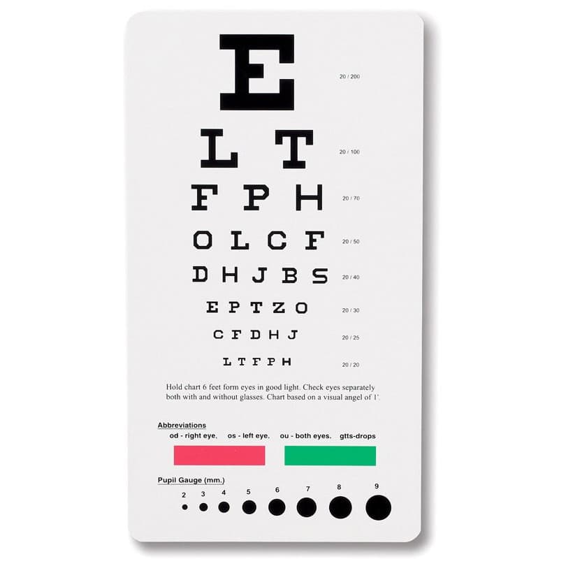 Prestige Medical Eye Chart, 6-Foot Distance Acuity Test