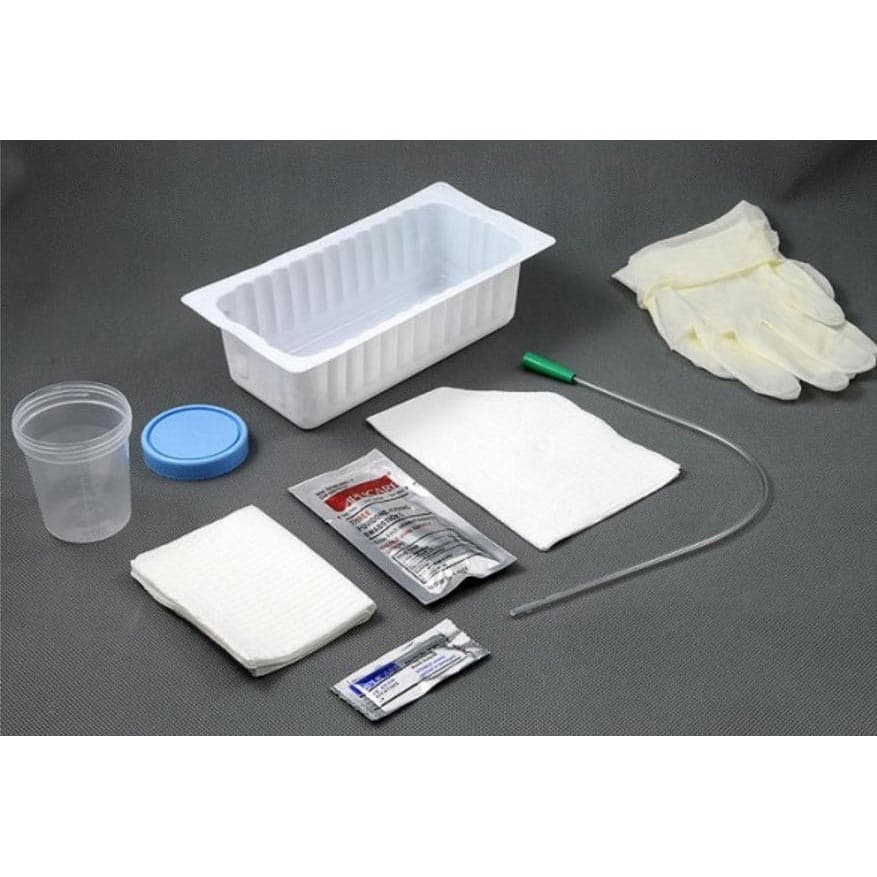 Amsure Intermittent Catheter Tray with PVC Catheter, 14 Fr - Case of 20 - Image 1