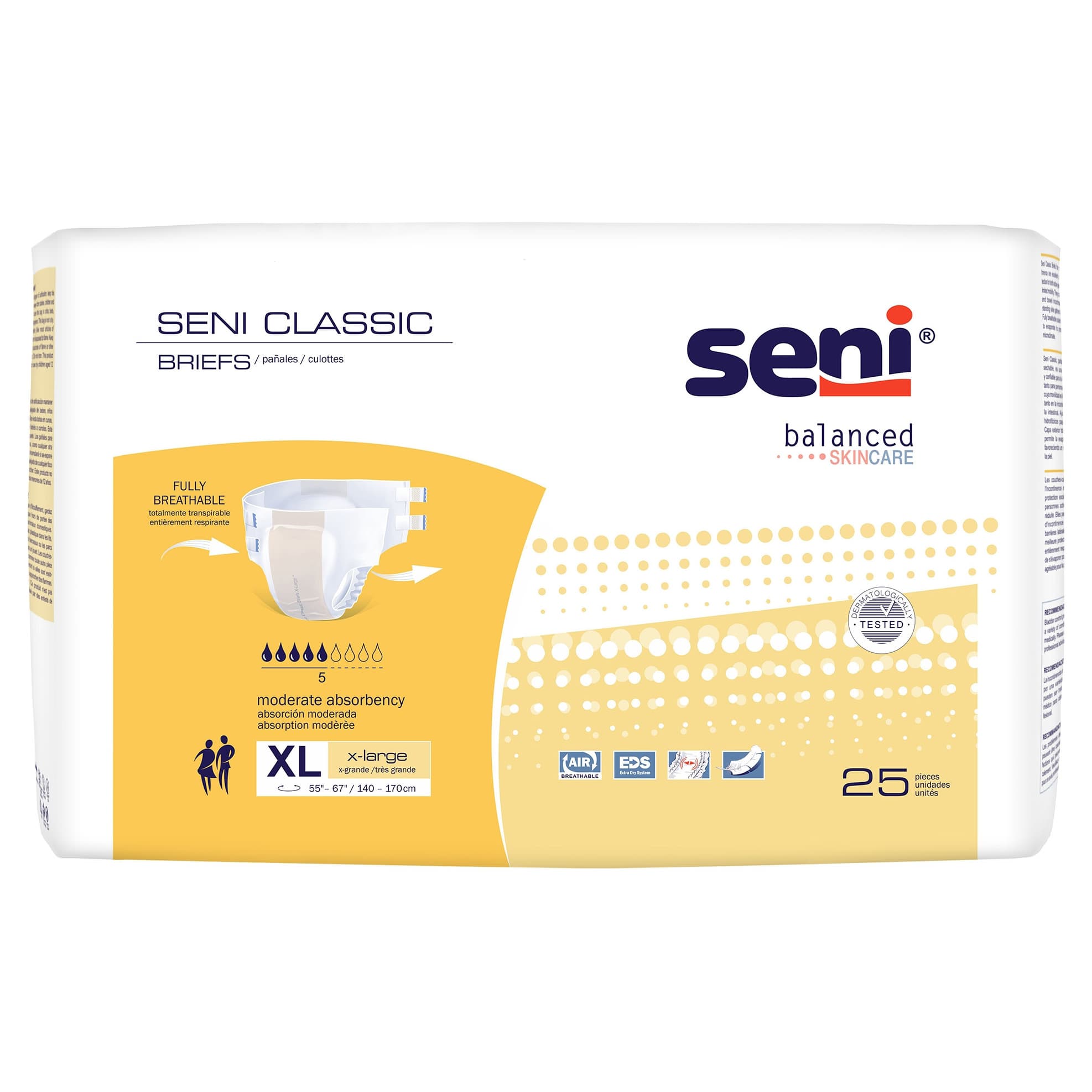 Seni Classic Adult Incontinence Briefs, Extra Large - Package of 25 - Image 1