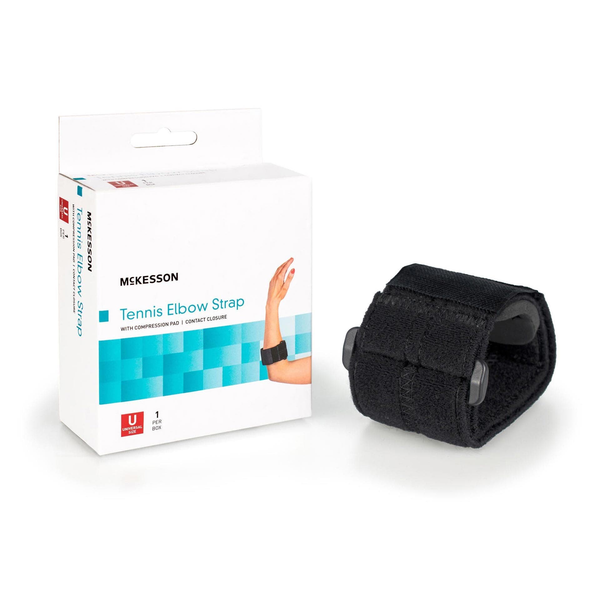 McKesson Elbow Support Strap Black Up to 18 Inch Circum. Hook and Loop with D Ring One Size Fits Most