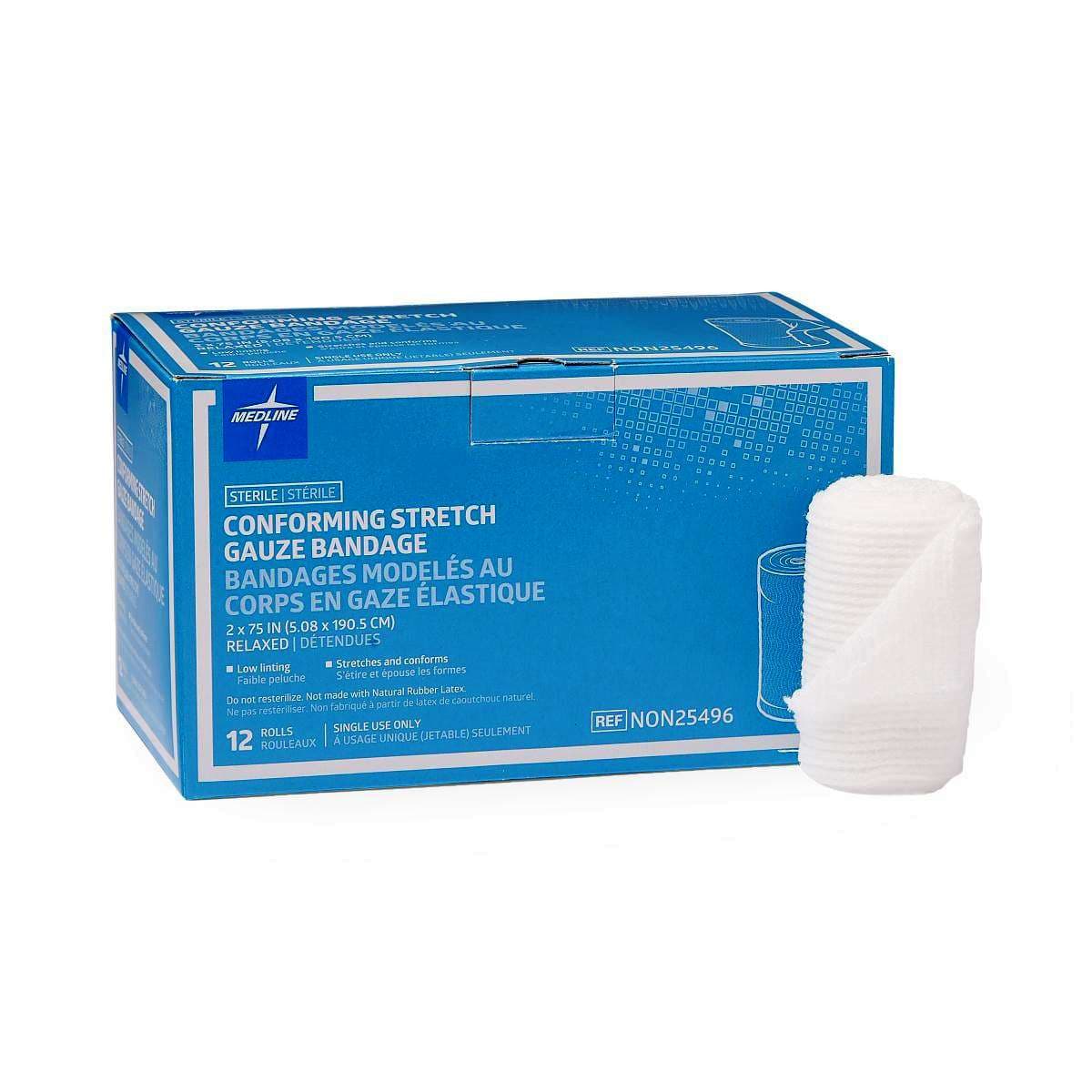 Medline Sof-Form Conforming Stretch Gauze Bandage, 2 x 75 Inch - Case of 96 - Image 1