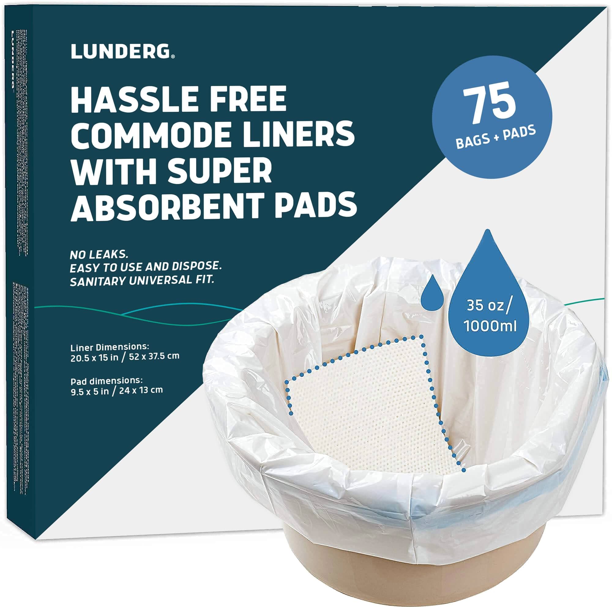 Lunderg Commode Liners with Absorbent Pads, 75/Packet, Without Scent - Image 1