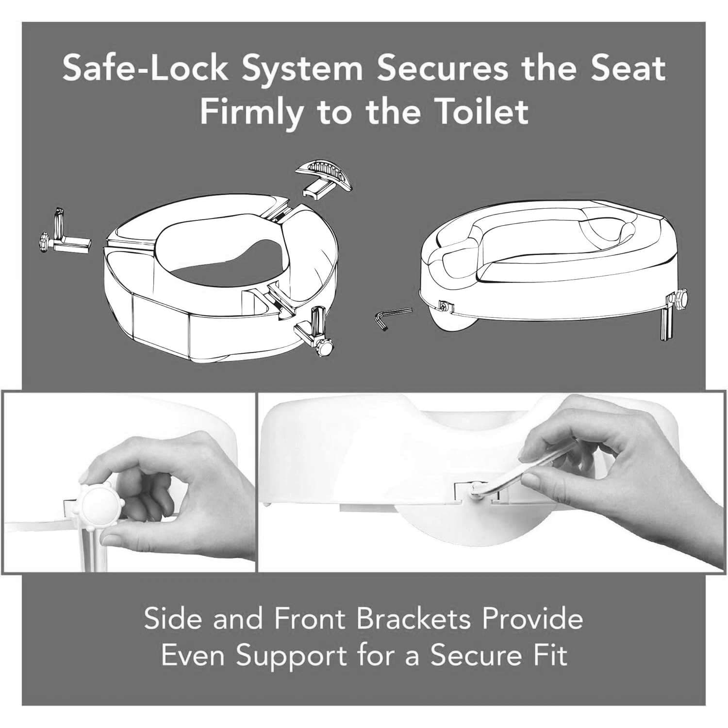 Carex Safe Lock Bariatric Raised Toilet Seat - Image 4
