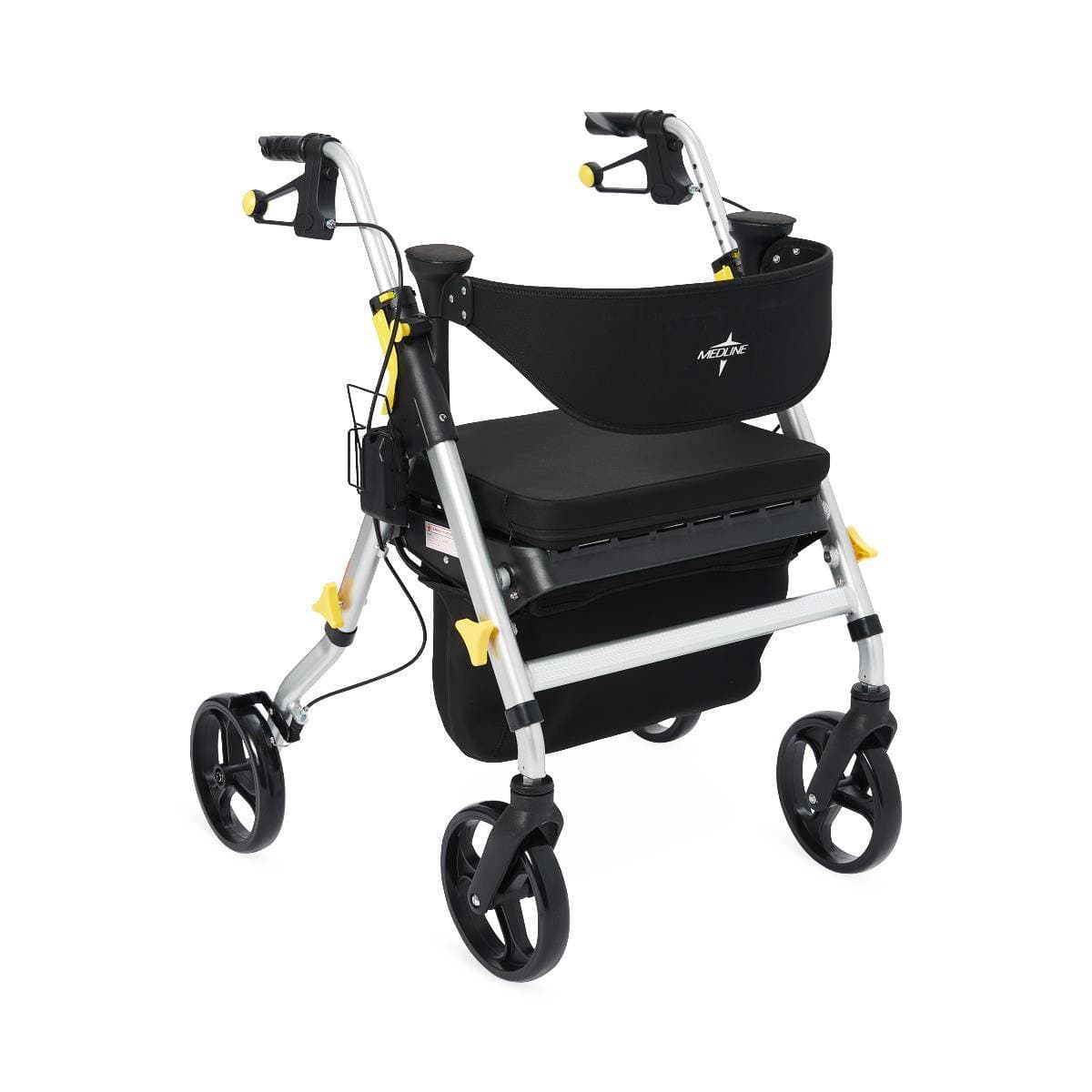 Medline Empower Rollator Walker with Padded Backrest, Without Microban-Treated Touch Points, Silver - Image 1