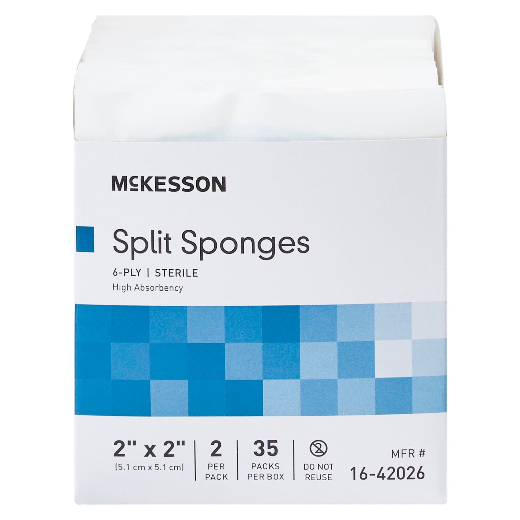 McKesson Polyester-Rayon High Absorbent Split Sponge, 2 x 2 Inch - Case of 1400 - Image 1