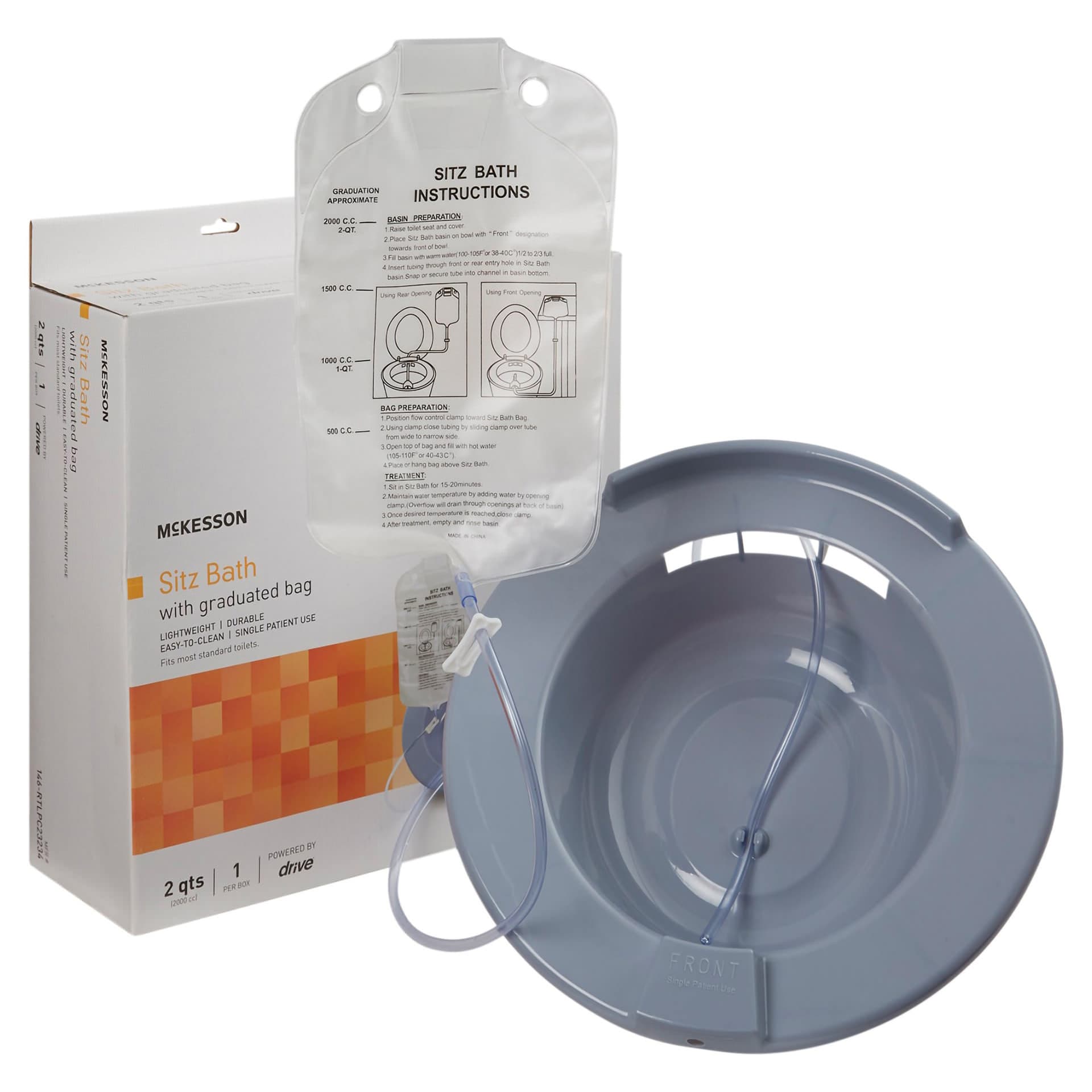 McKesson Sitz Bath 2000 mL Bag Gray Round