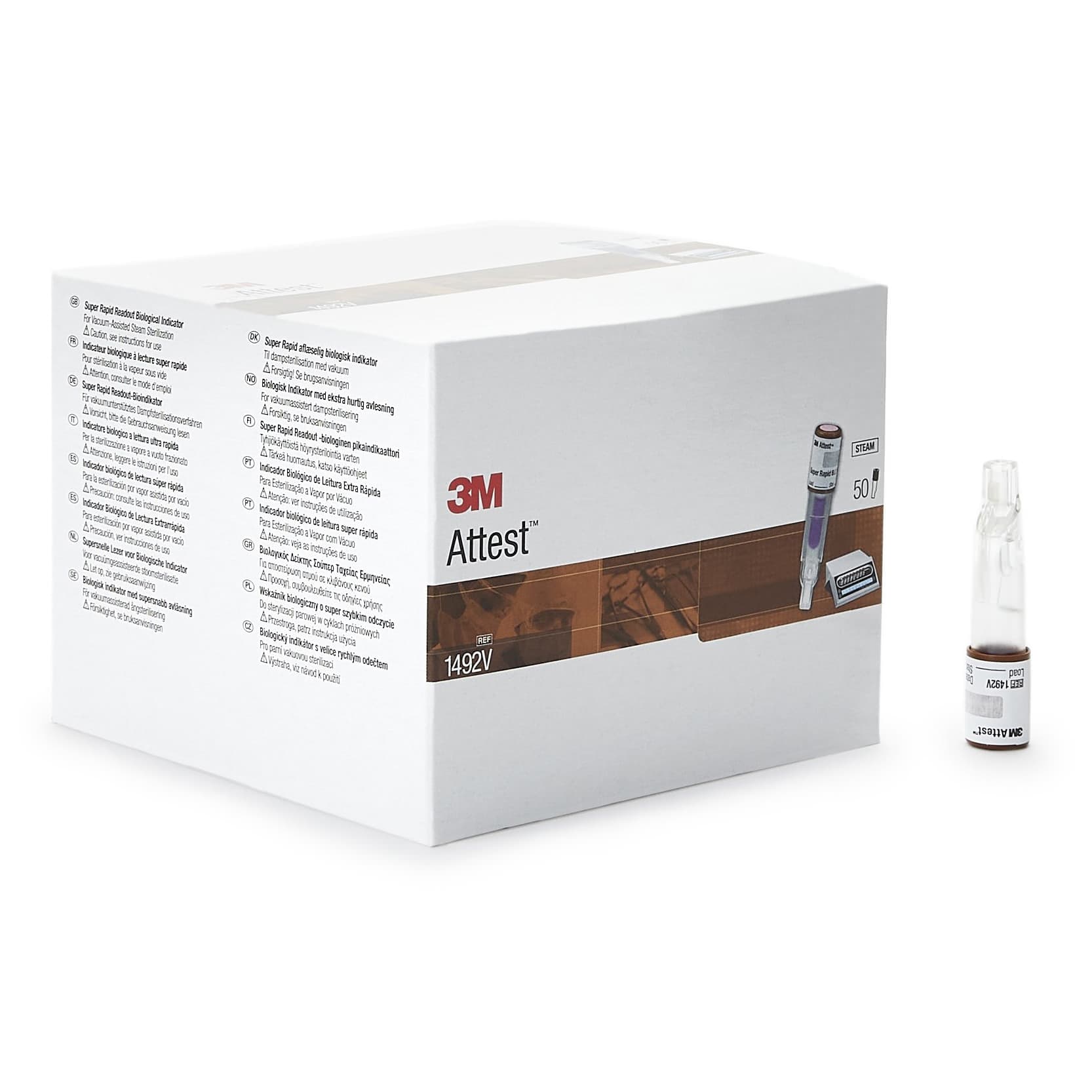 Attest Super Rapid Readout Sterilization Biological Indicator Vial, Class 1 - Box of 50 - Image 1
