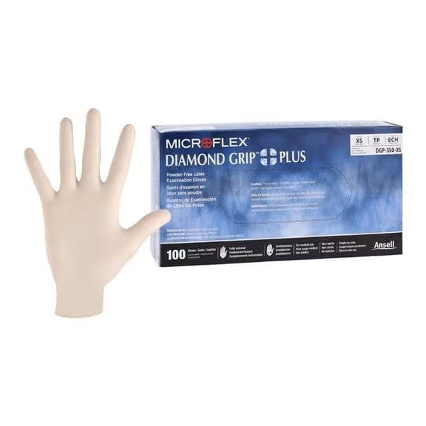 Microflex Medical Diamond Grip Plus Latex Exam Gloves, X-Small - Case of 1000 - Image 1