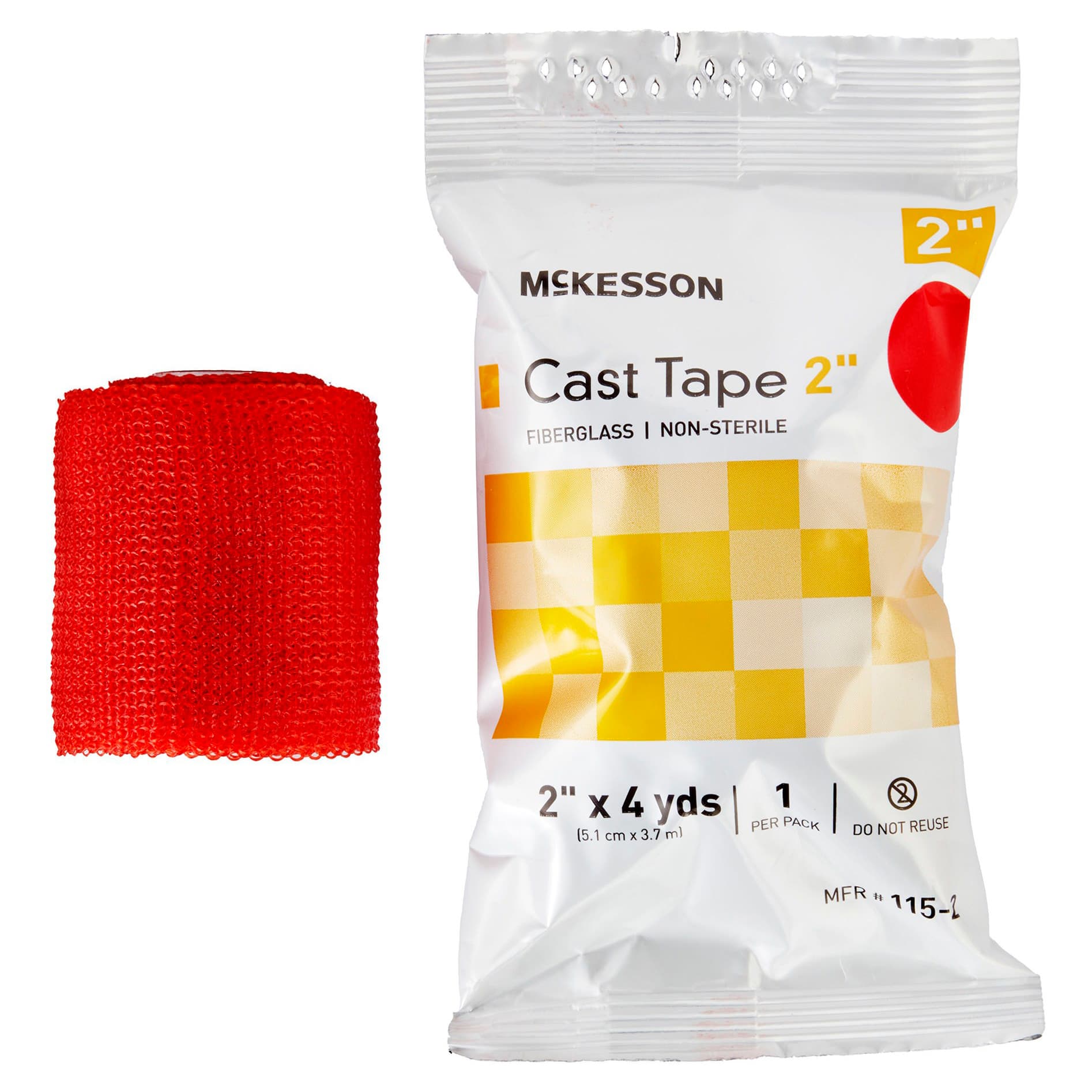 McKesson Fiberglass Cast Tape, Red, 2 Inch x 4 Yard - Box of 10 - Image 1