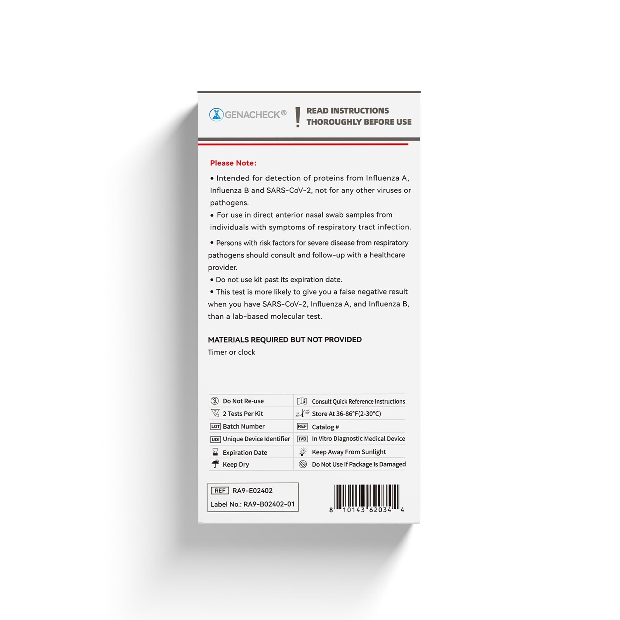 GenaCheck COVID-19/Flu A+B Rapid Self-Test Kit, 2 Tests - Image 6