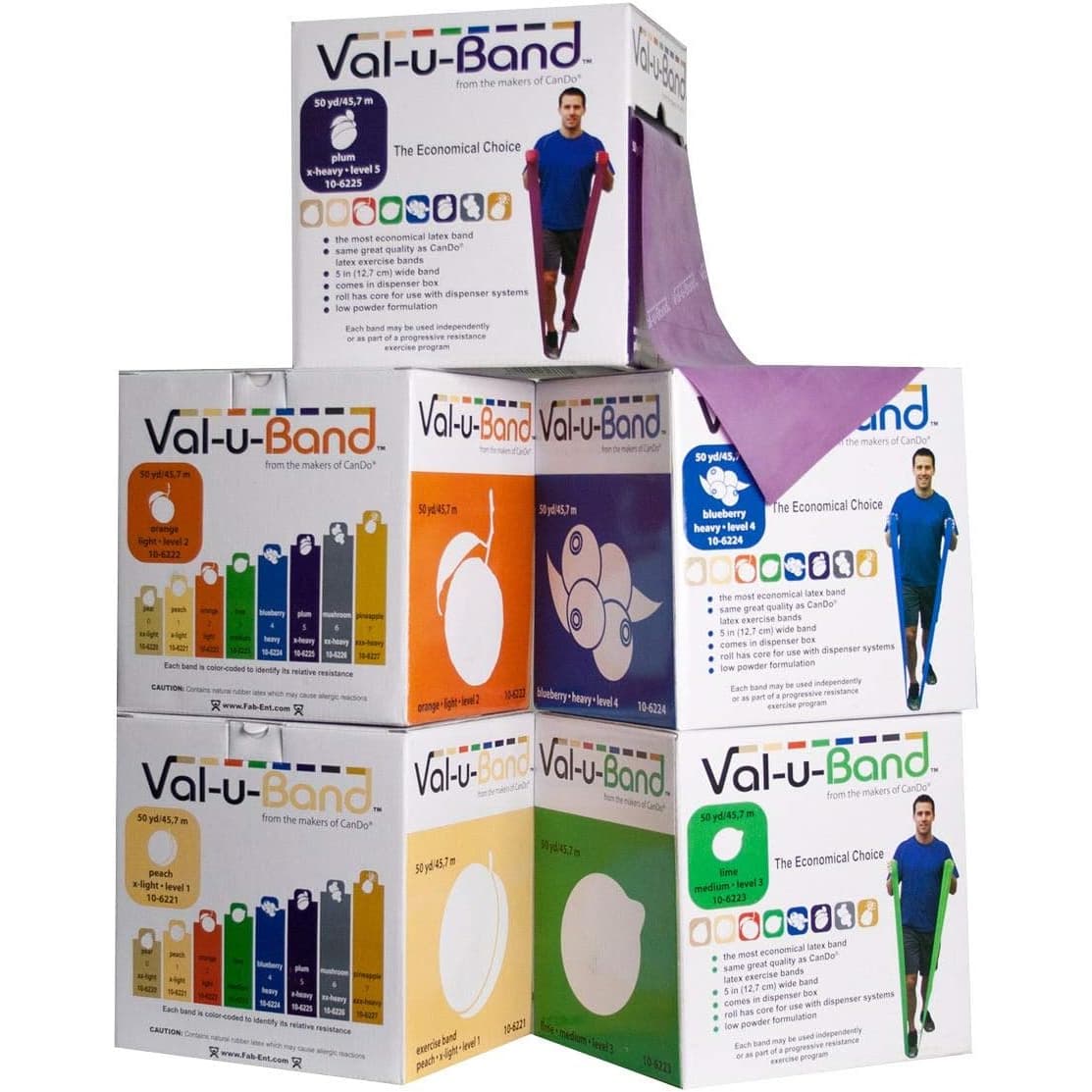Val-u-Band Low Powder Exercise Band Set, 50 yard - Set of 5 - Image 1