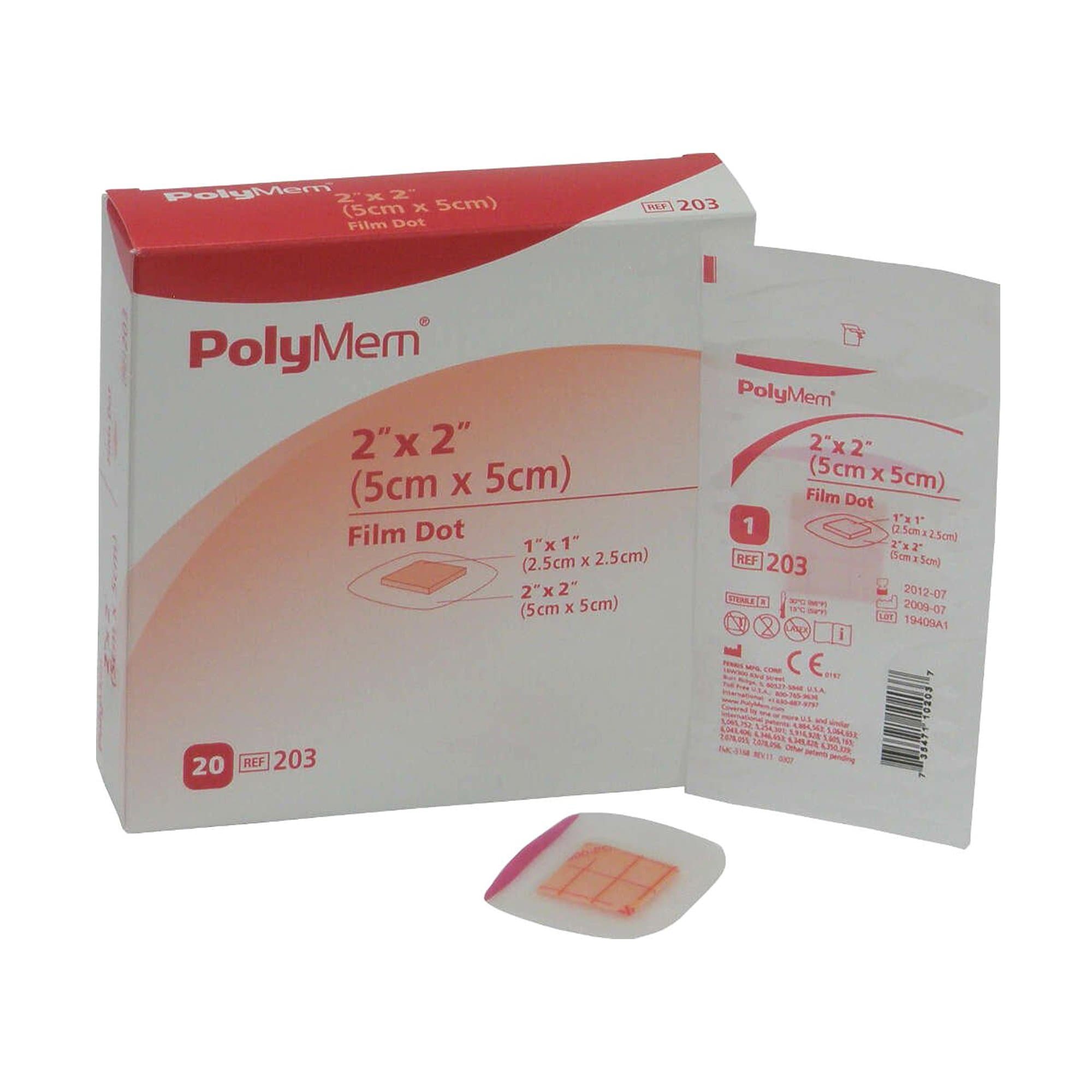 PolyMem Film Adhesive Dressings, 2 x 2 Inch - Box of 20 - Image 1