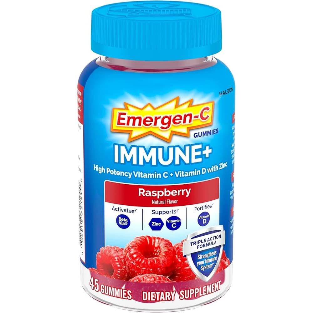 Emergen-C Immune+ Immune Support Gummies, Raspberry, 1000 mg, 45 Count - Each - Image 1