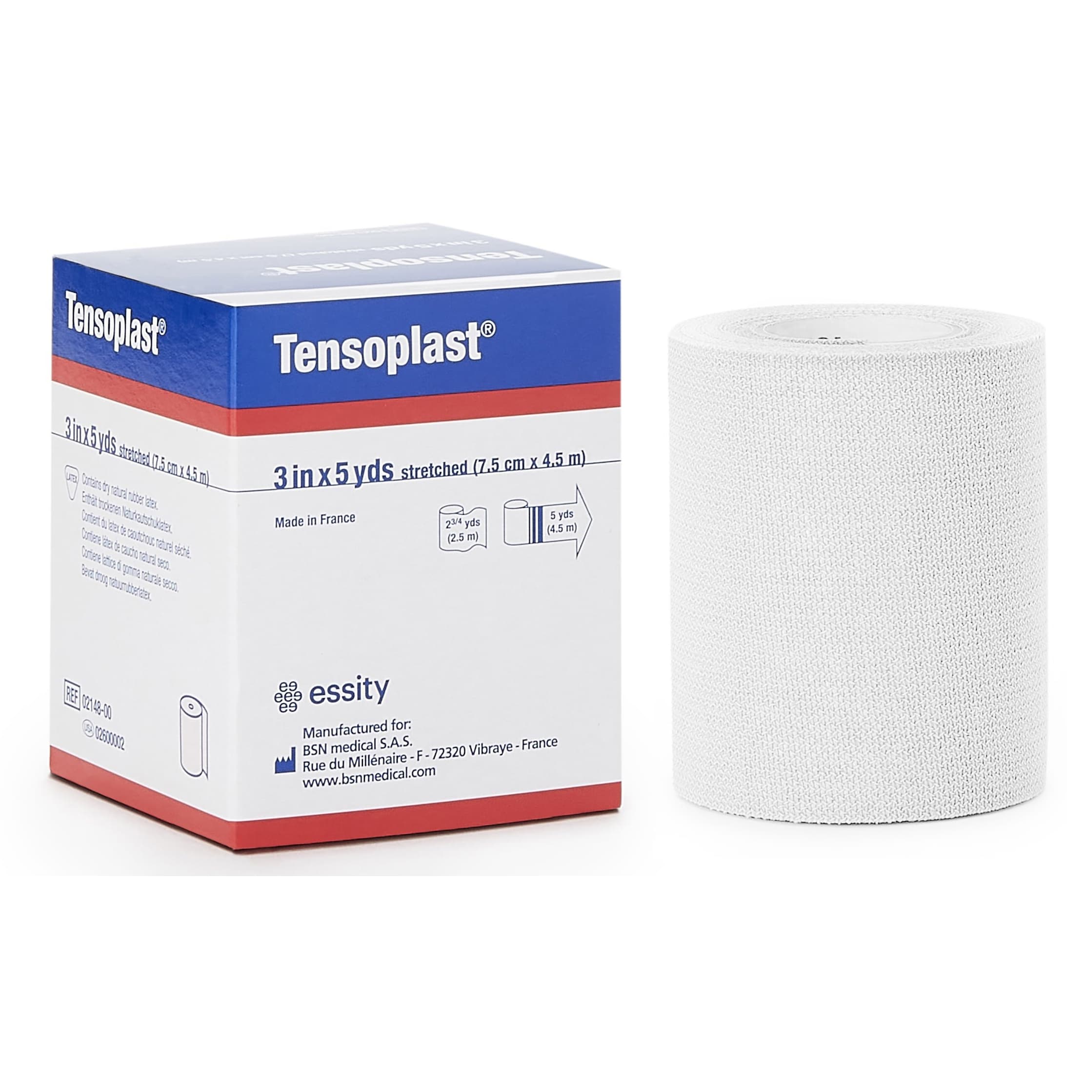 Tensoplast Elastic Adhesive Bandage, 3 Inch x 5 Yard, No Closure, White - Case of 36 - Image 1