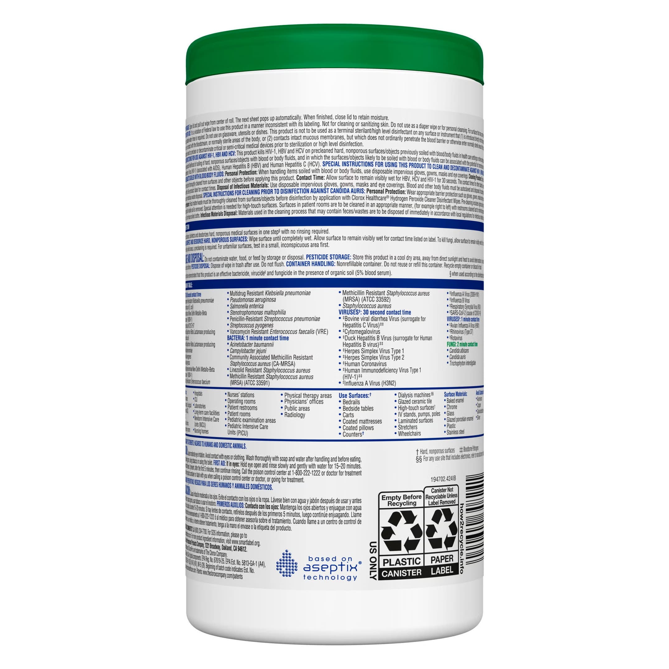 Clorox Healthcare Surface Disinfectant Cleaner Wipe - Image 2