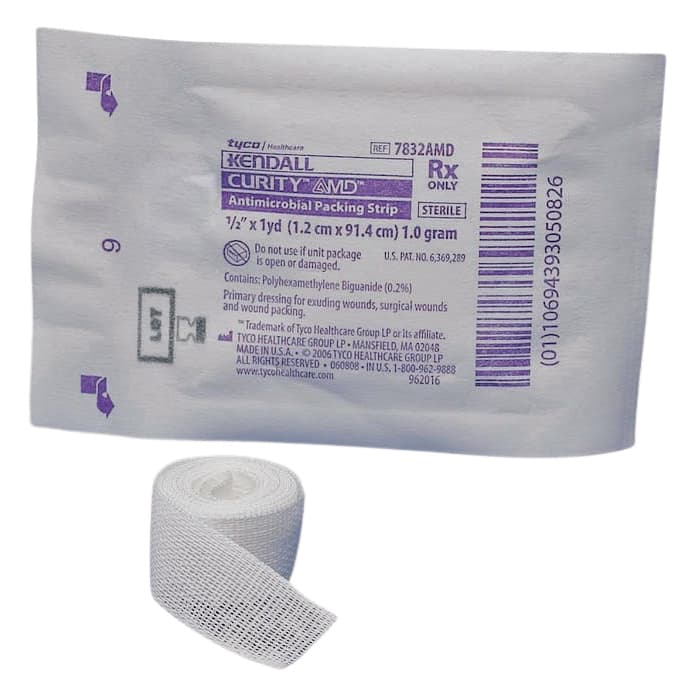 Curity AMD Antimicrobial Packing Strips, 0.5 Inch x 1 Yard - Case of 50 - Image 1