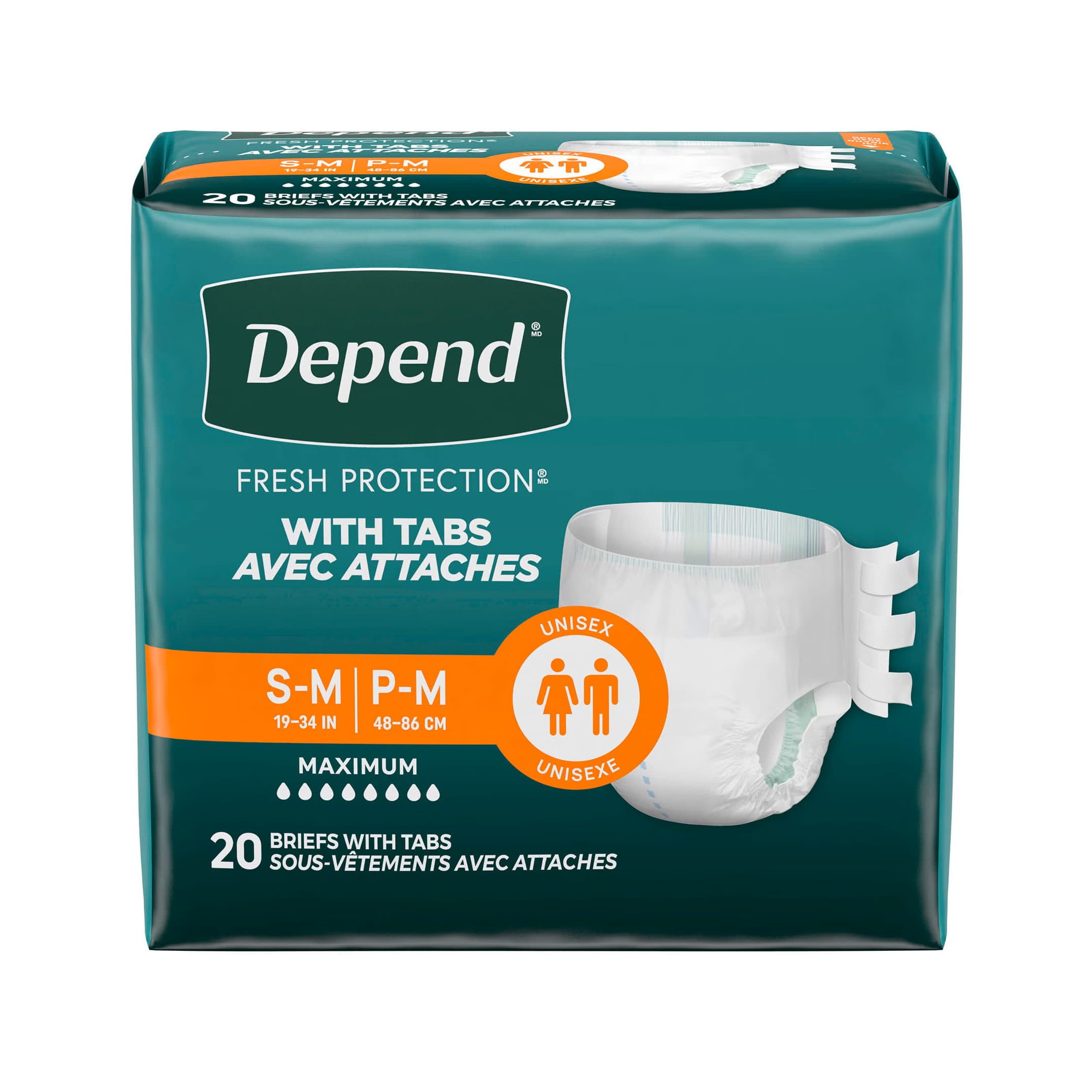 Depend Heavy Absorbent Adult Incontinence Brief, Small-Medium - Case of 60 - Image 1