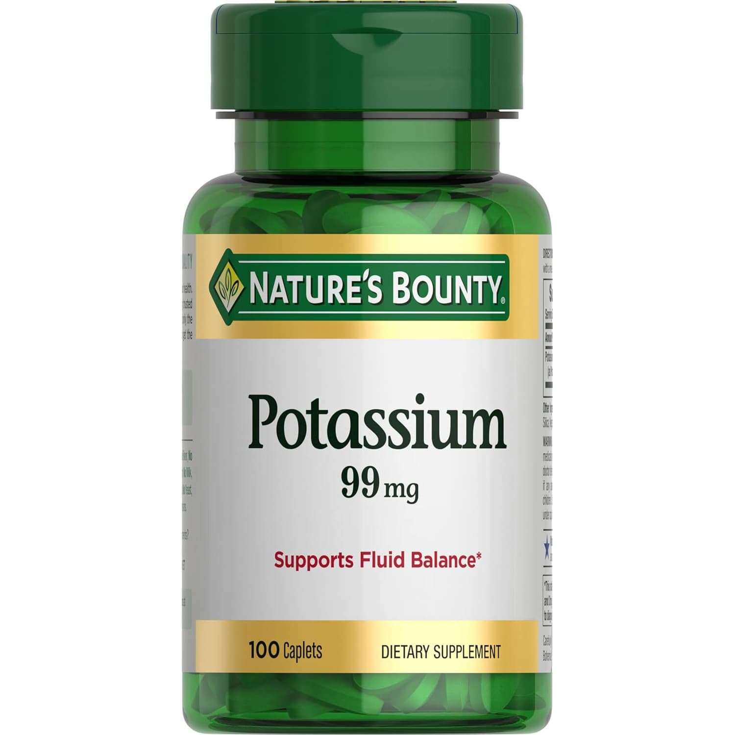 Nature's Bounty Potassium Caplets, 99 mg - Bottle of 100 - Image 1