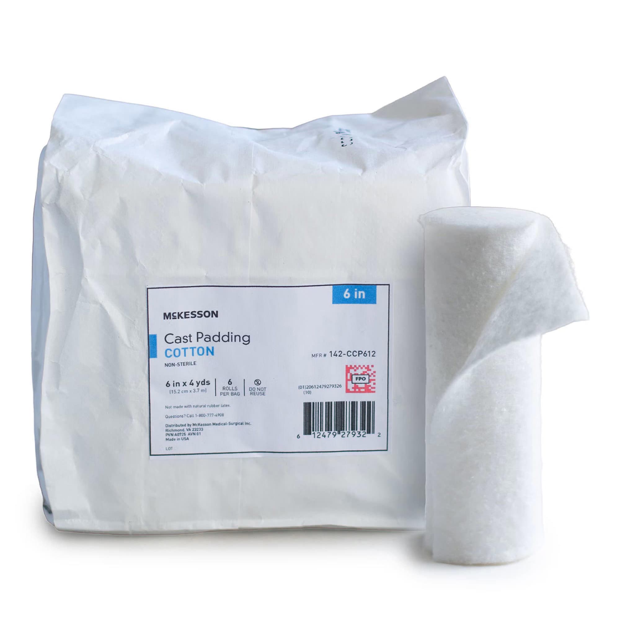 McKesson Cotton Cast Padding, Non-Sterile, 6 Inch x 4 Yard - Bag of 6 - Image 1