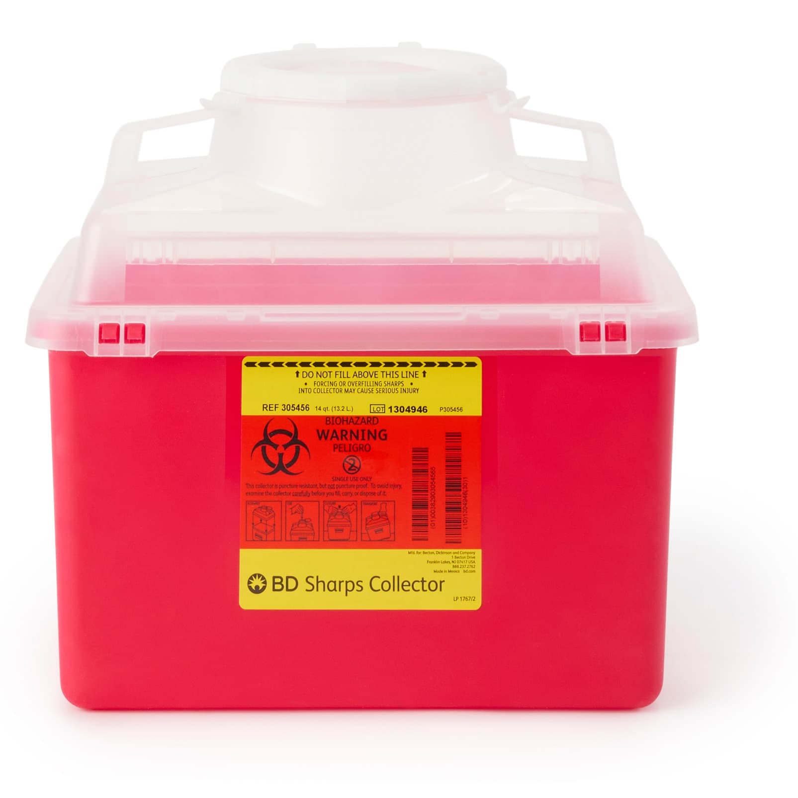 BD Multi-Use Nestable Sharps Collector, Open, 14 Quart - Each - Image 1