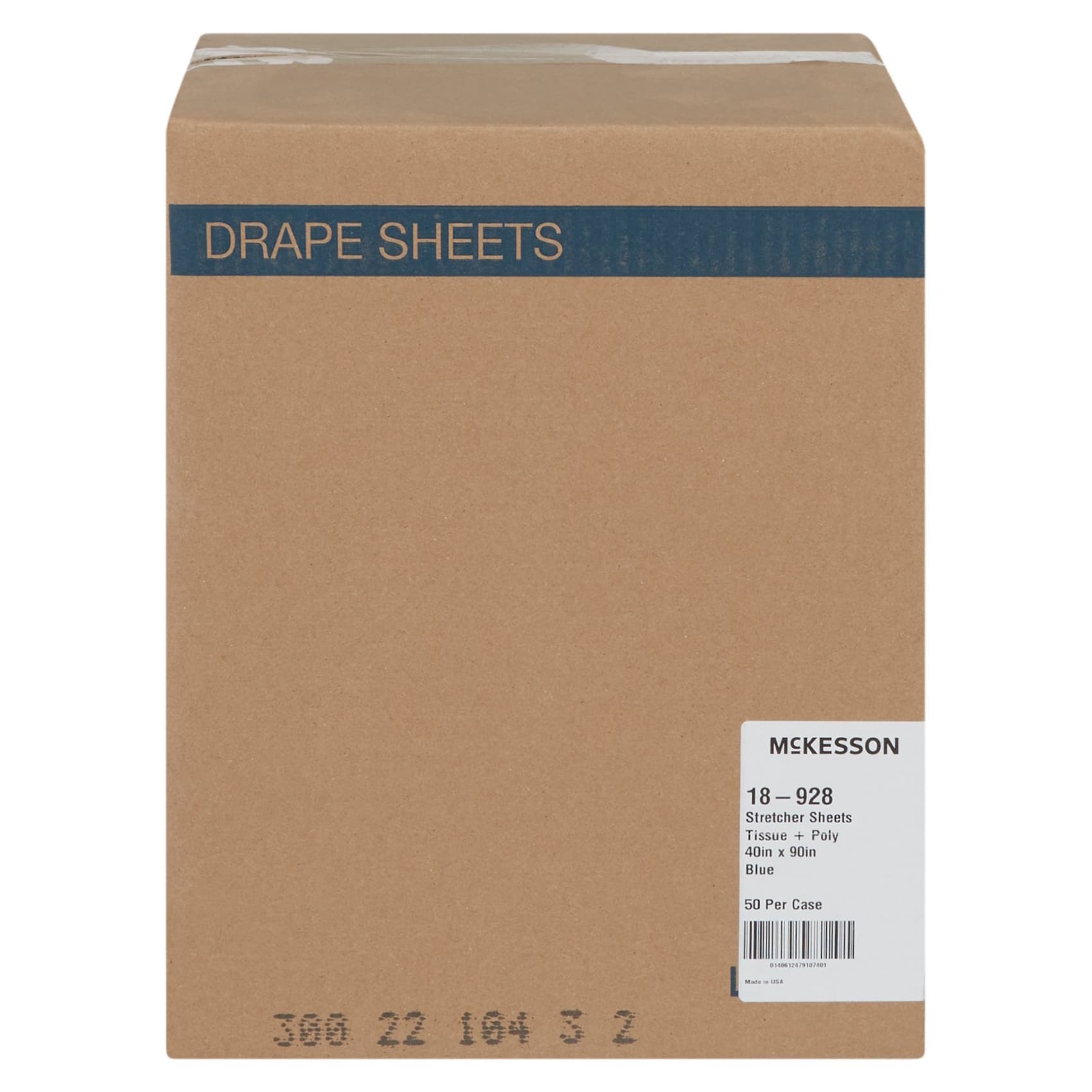 McKesson Flat Stretcher Sheet, Blue, 40 W X 90 L Inch - Case of 50 - Image 2