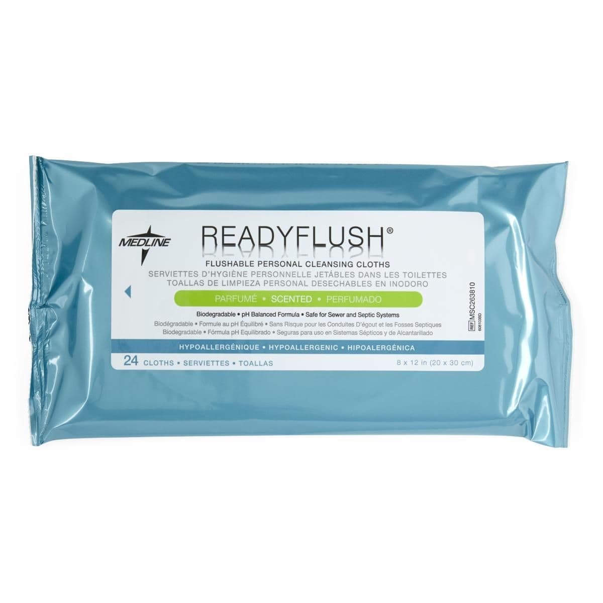 ReadyFlush Flushable Personal Cleansing Cloths, Scented - 24 Wipes Per Package - Image 1