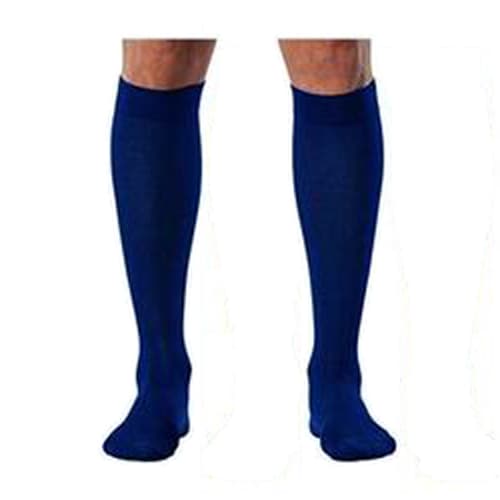 Sigvaris Style Sea Island Cotton Calf High Compression Socks, 20-30 mmHg Men, Navy, Extra Large-Long - Pair - Image 1