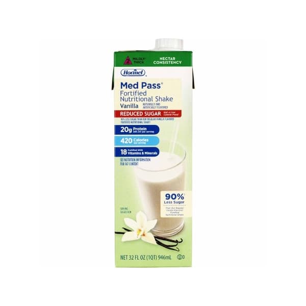 Med Pass Reduced Sugar Oral Supplement, Vanilla Flavor, 8 oz - Each - Image 1