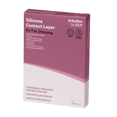 Cardinal Health Silicone Contact Layers, 4 x 7 Inch - Box of 10 - Image 1