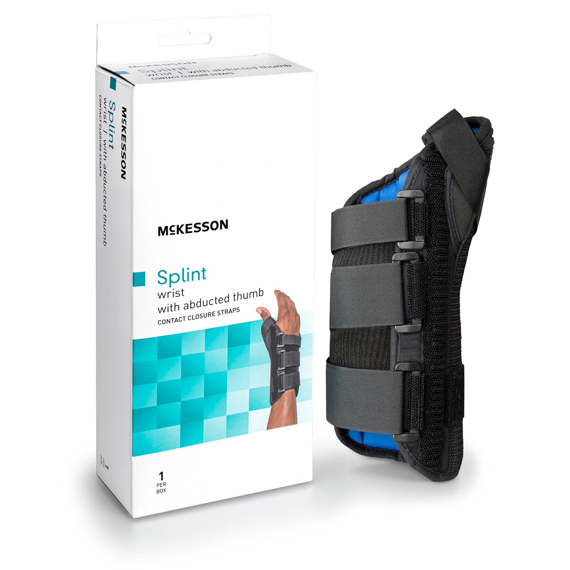 McKesson Wrist Splint with Abducted Thumb Hook and Loop Strap Closure