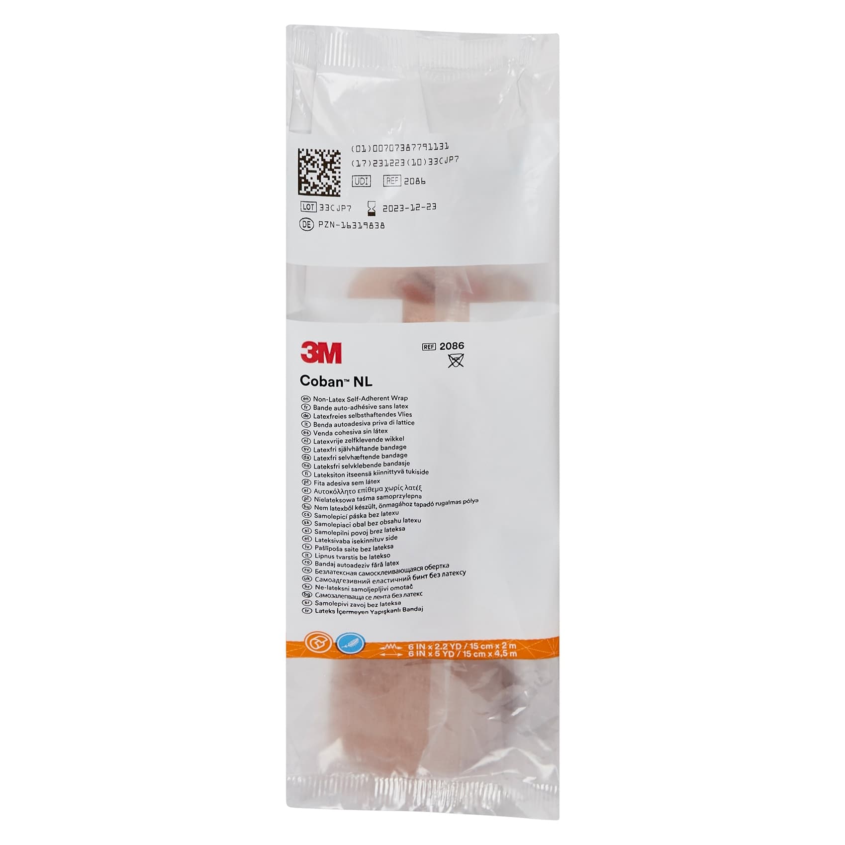 3M Coban LF Cohesive Bandage, Tan, NonSterile, 6 Inch x 5 Yard - Each - Image 1