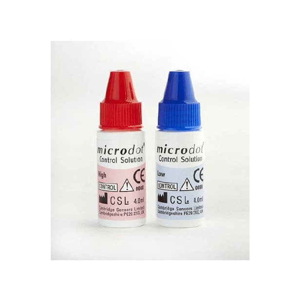Microdot PRO Blood Glucose Control Solution - Low & High Levels, 4 mL