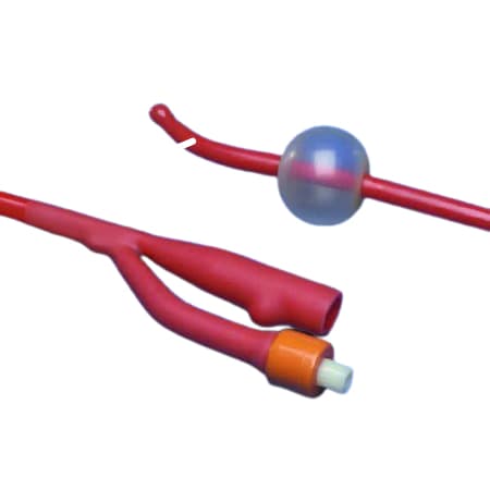 Dover Hydrogel Coated Red Latex 2-Way Foley Catheter, 5cc, 20 Fr - Carton of 12 - Image 1
