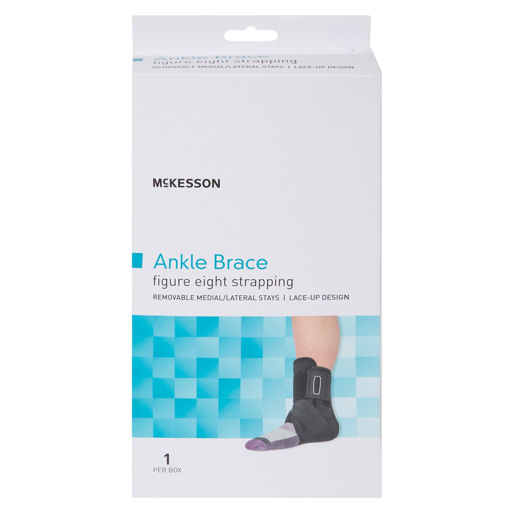 McKesson Ankle Brace Black Lace-Up Figure-8 Strap, Hook and Loop Closure, 10 to 11" Circum., X-Small - Each - Image 1