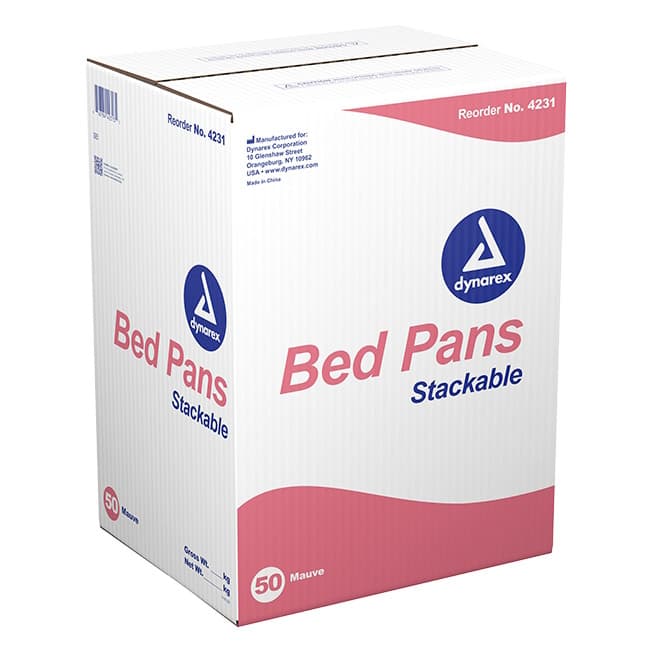 Dynarex Bed Pan, Stackable, Mauve - Case of 50 - Image 1