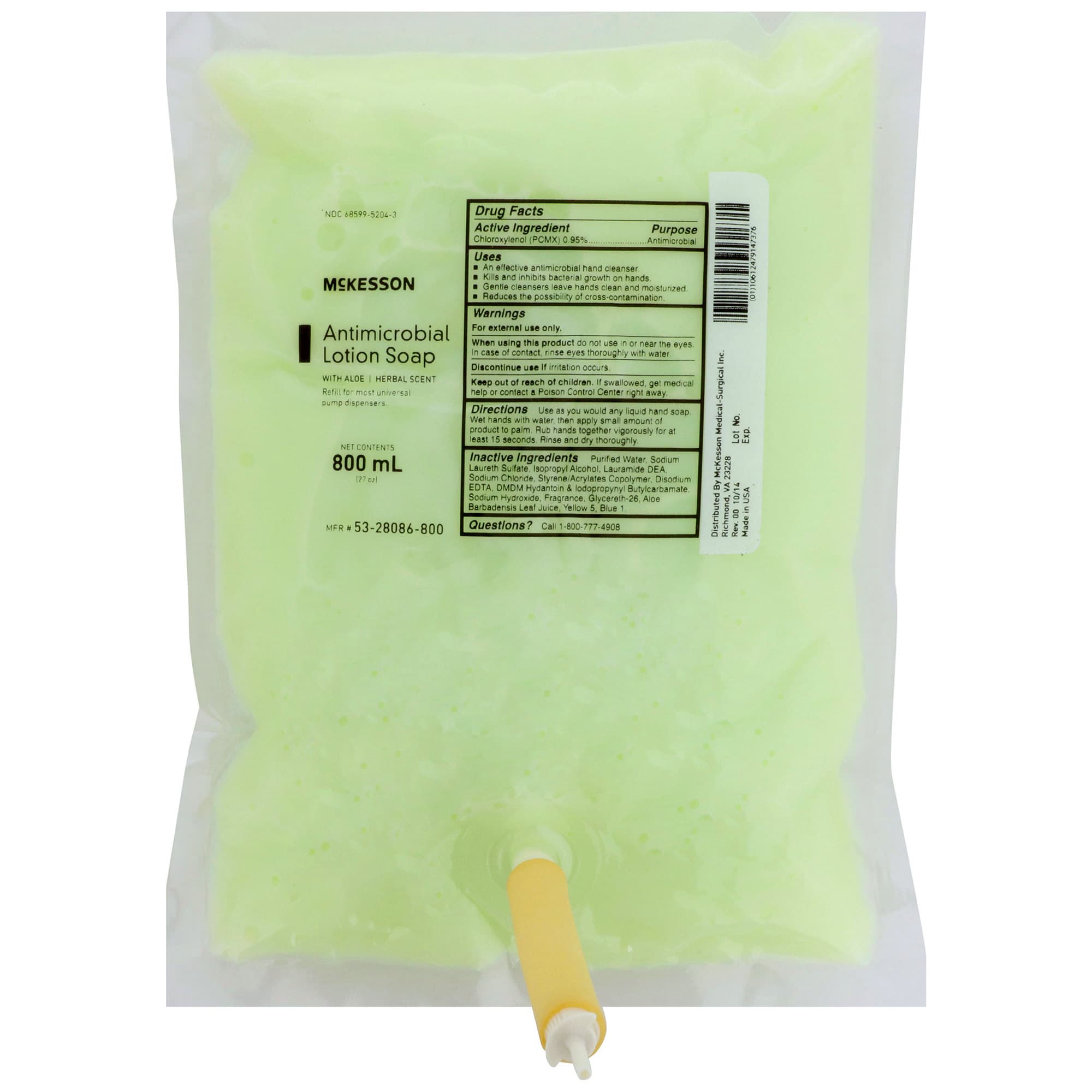 Mckesson Antimicrobial Lotion Soap with Aloe, 800 mL - Case of 12 - Image 1