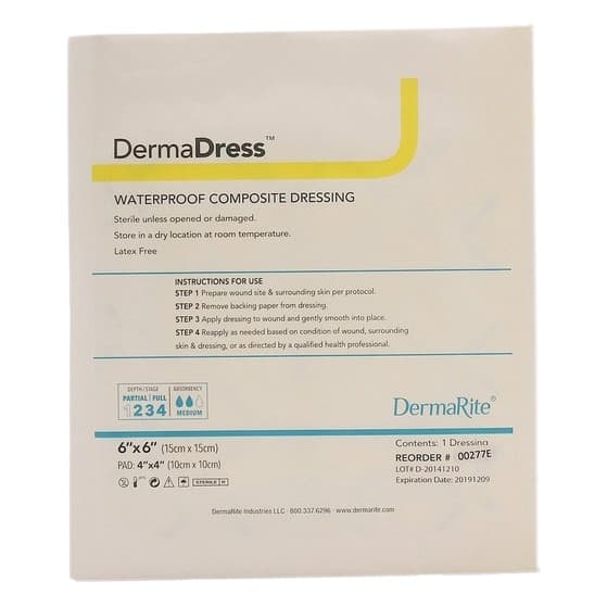 DermaDress Waterproof Composite Dressing, 6 x 6 Inch - Each - Image 1