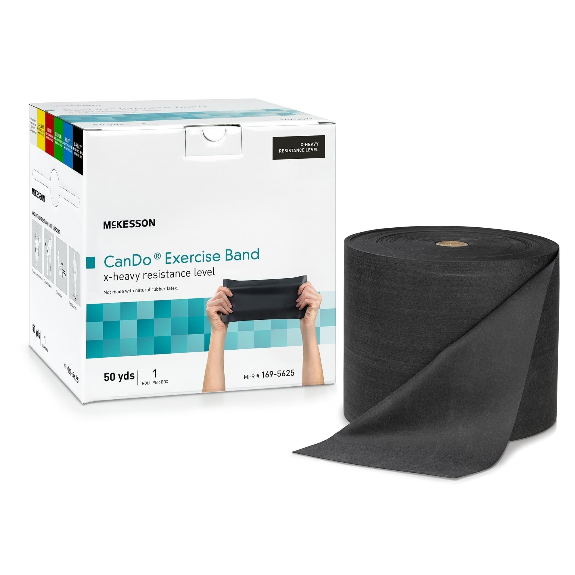 McKesson CanDo Black Extra Heavy Resistance Exercise Band, Latex-Free, 5 Inch x 50 Yard - Image 1