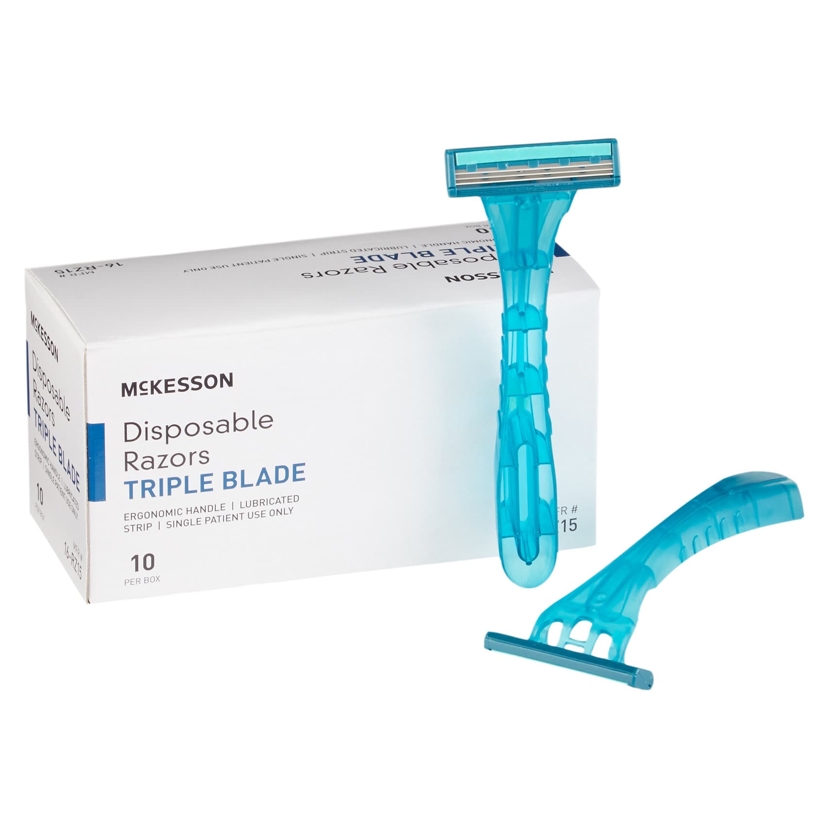 McKesson Razor Stainless Steel Blade Turquoise Plastic Handle Triple Blade - Each - Image 1