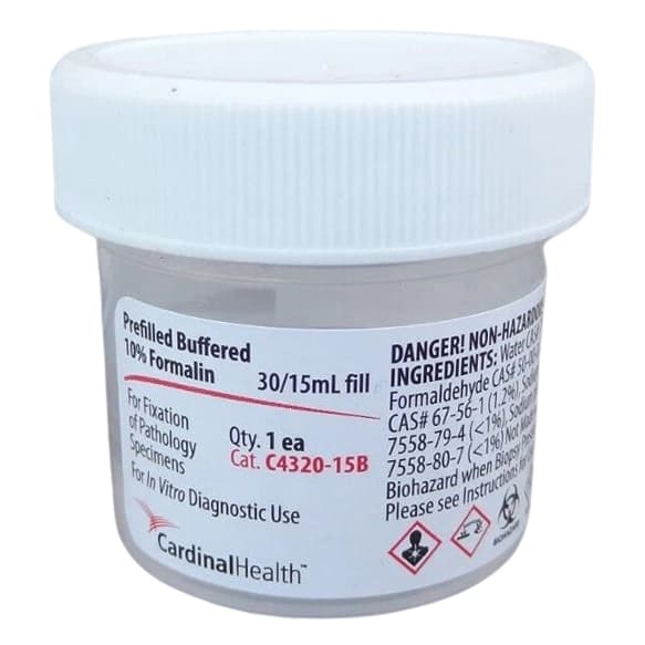 SP Prefilled Formalin Container, NonSterile, 15 mL Fill in 30 mL (1 oz.) - Package of 100 - Image 1