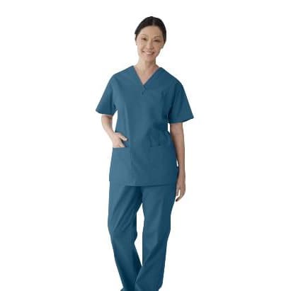 Medline ComfortEase Women's V-neck Tunic Scrub Top, 2-Pockets, Caribbean Blue, Large - Each - Image 1