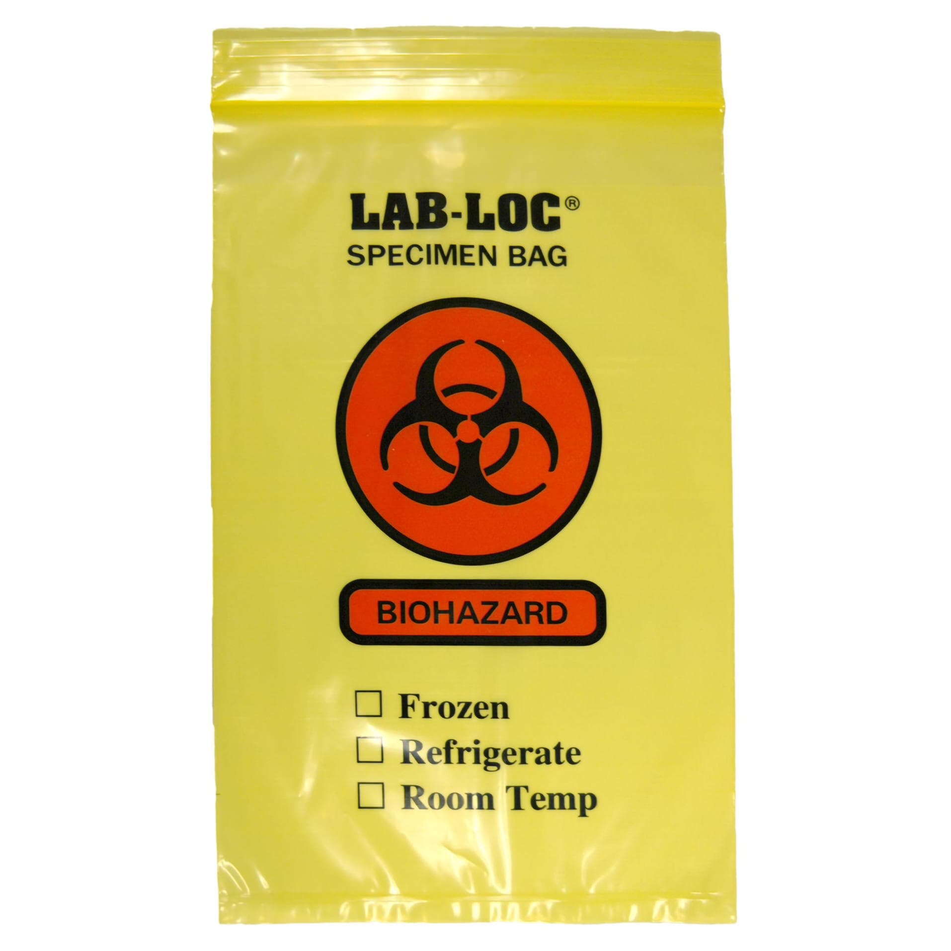 Lab-Loc NonSterile Specimen Transport Bag with Document Pouch, Yellow Tint, 6 x 9" - Package of 100 - Image 1
