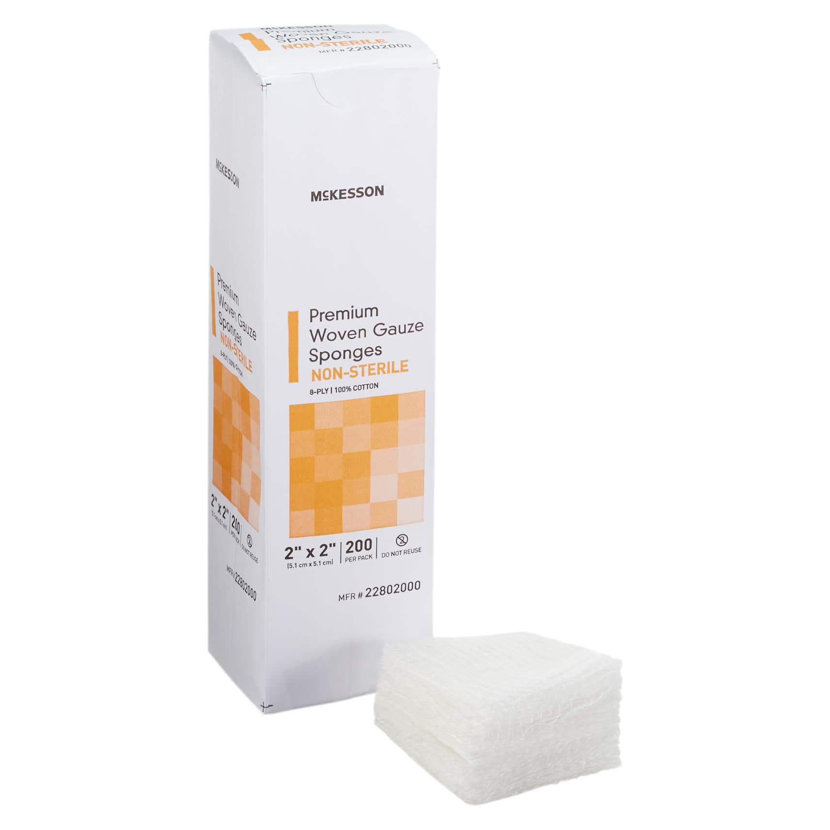 McKesson Woven Cotton Gauze Sponges, 8-Ply, 2 x 2 Inch - Case of 5000 - Image 1